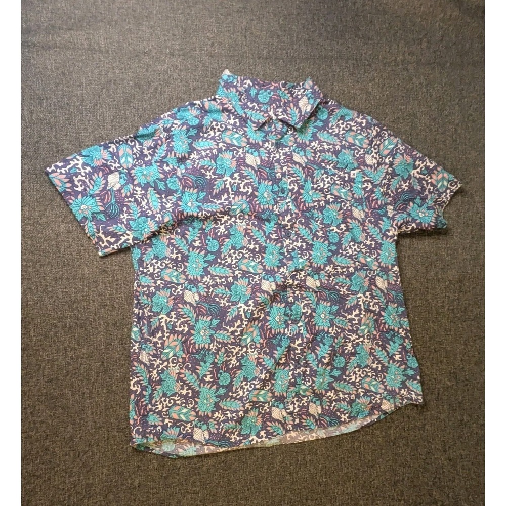 Vintage Hurley‎ Button Up Shirt Mens Floral Hawaiian Blue Short Sleeve XXL Surf